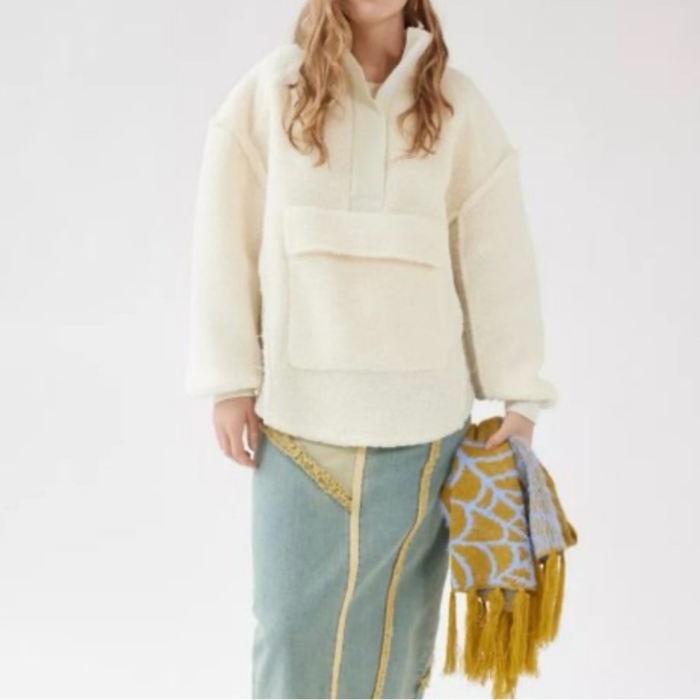 BDG Urban Outfitters BDG Oversized Kas Sherpa Sweatshirt Quarter Zip Style pouch